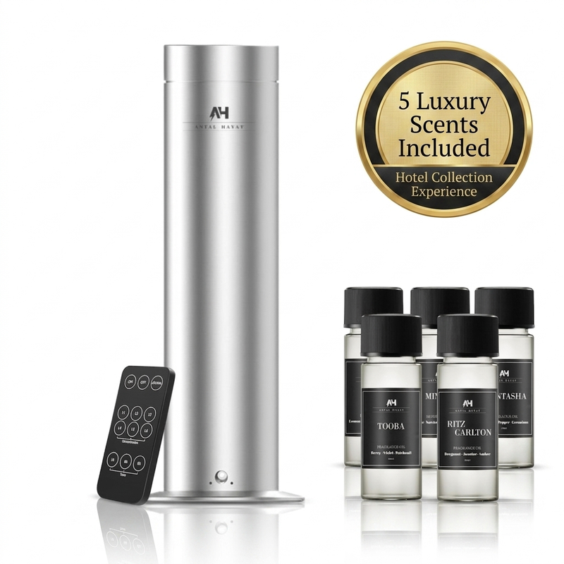 S150 Electric Waterless Diffuser Kit – 150ml Bluetooth Aroma Diffuser + 5 Fragrance Oils (20ml each) | 360° Mist